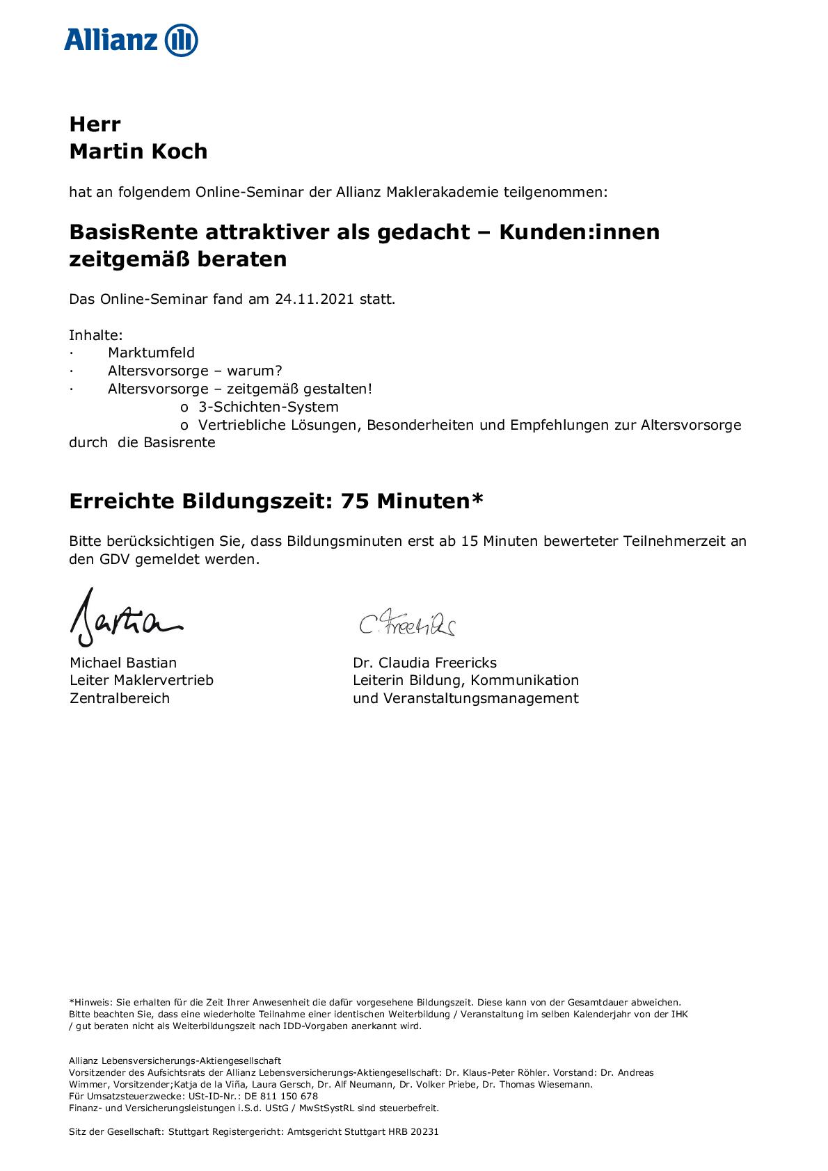 Zertifikat - Riester lohnt sich!